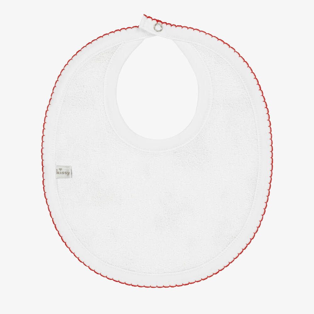 Kissy Kissy-Red & White Pima Cotton Bib | Childrensalon