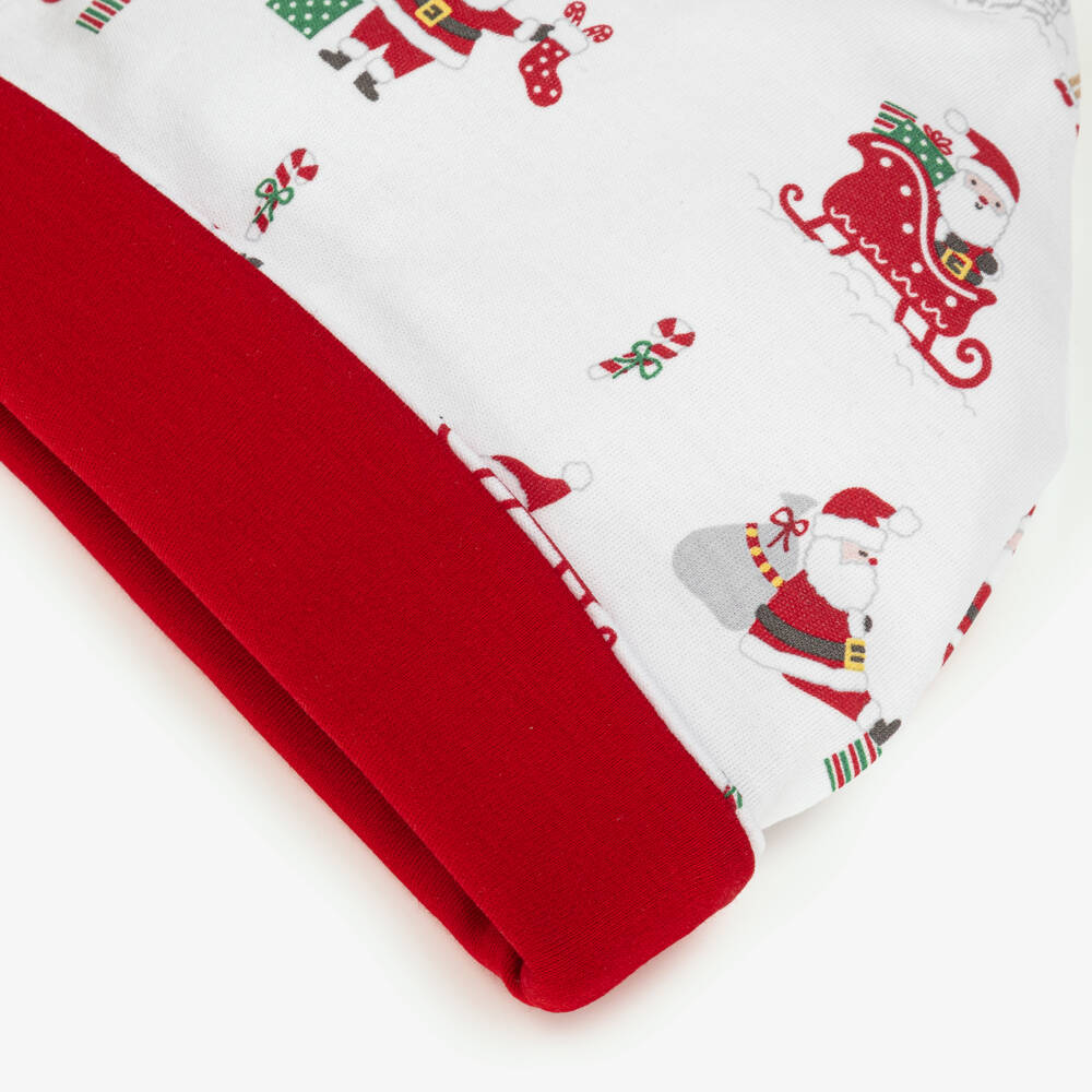 Kissy Kissy-Шапочка красно-белая из хлопка Пима с рождественским принтом для малышей | Childrensalon