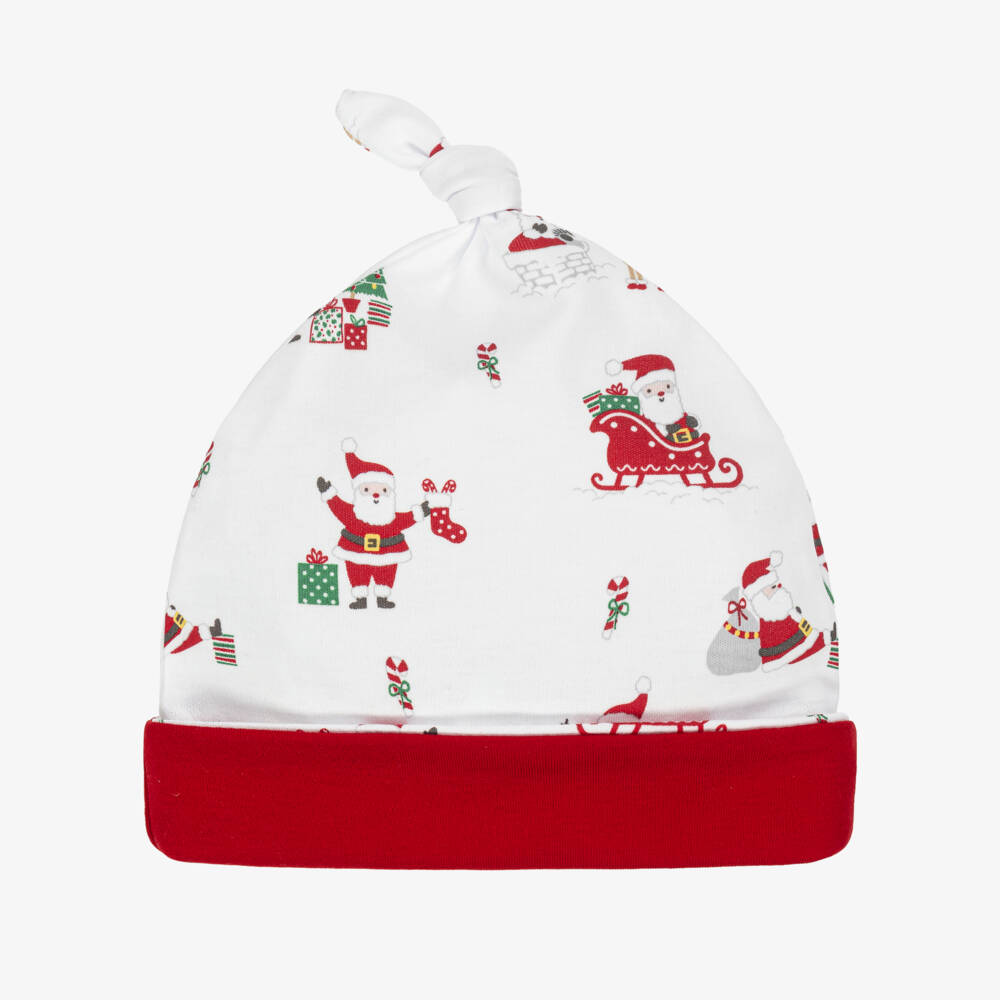 Kissy Kissy-Red & White Pima Cotton Christmas Capers Baby Hat | Childrensalon