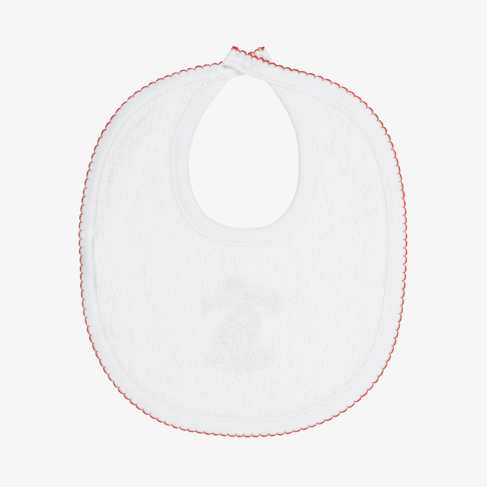 Kissy Kissy-White Baby's First Christmas Bib in Pima Cotton | Childrensalon