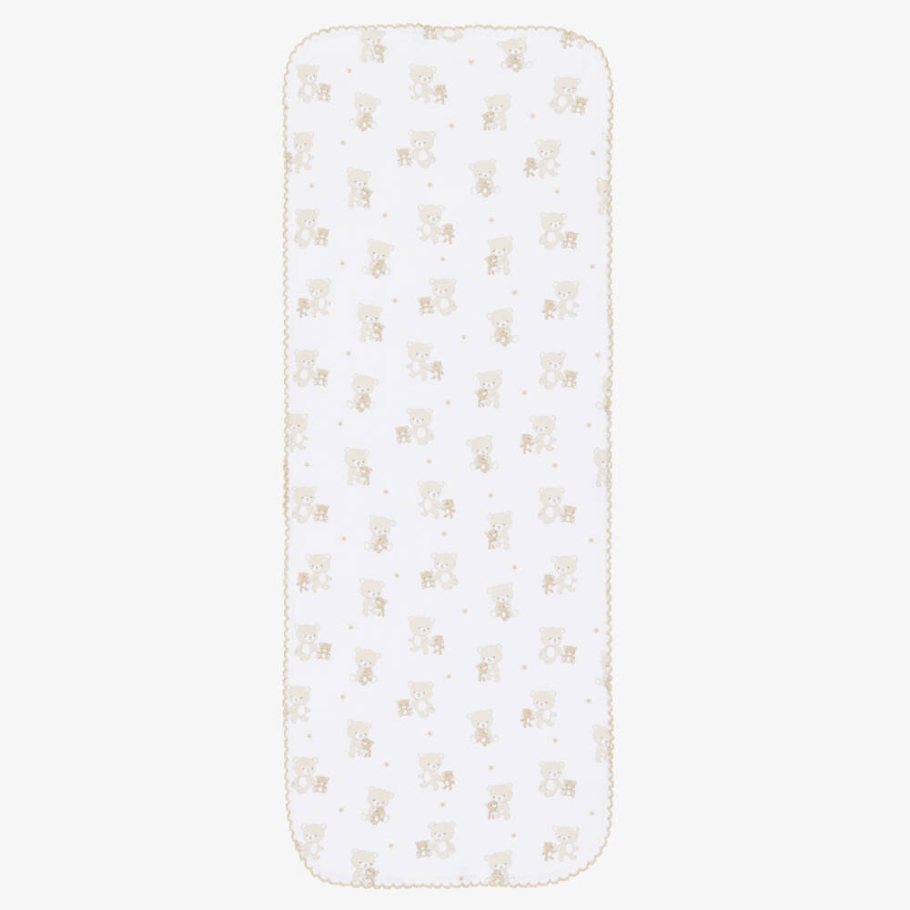 Kissy Kissy-Салфетка для отрыжки бело-бежевая из хлопка пима с мишками (48см) | Childrensalon