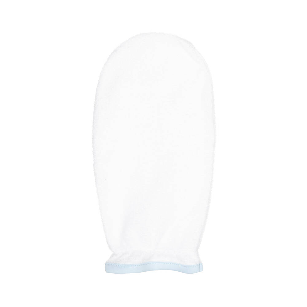 Kissy Kissy-White & Blue Cotton Hooded Towel & Mitt Set | Childrensalon