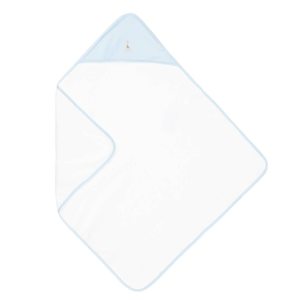 Kissy Kissy-White & Blue Cotton Hooded Towel & Mitt Set | Childrensalon