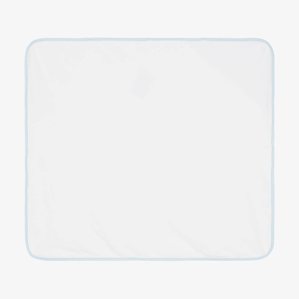 Kissy Kissy-White & Blue Cotton Hooded Towel & Mitt Set | Childrensalon