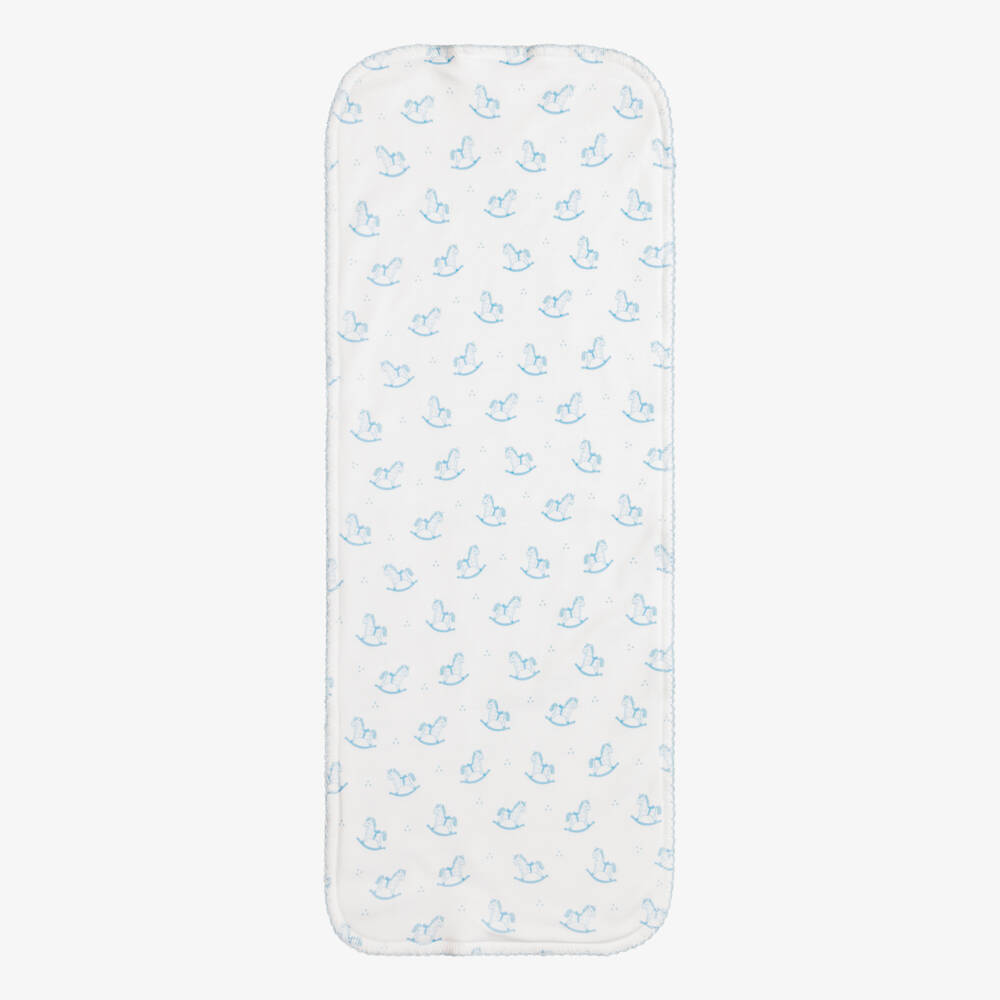 Kissy Kissy-White & Blue Gingham Rockers Pima Cotton Burp Cloth (49cm) | Childrensalon