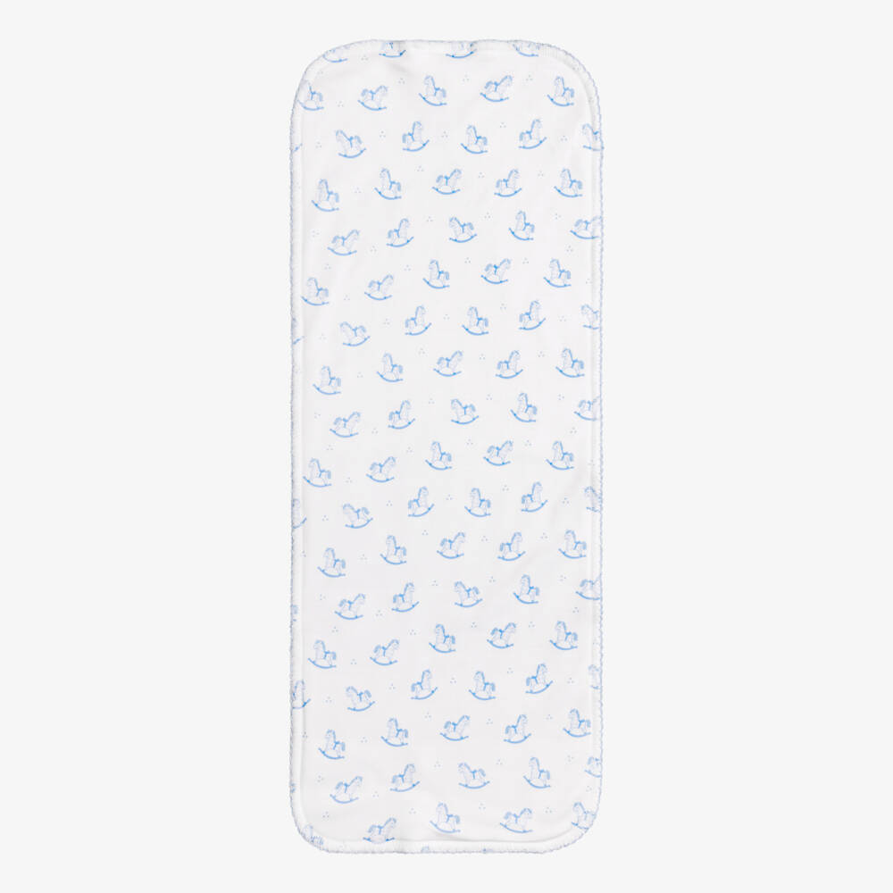 Kissy Kissy-White & Blue Gingham Rockers Pima Cotton Burp Cloth (49cm) | Childrensalon