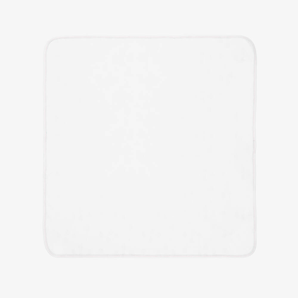 Kissy Kissy-بطانية قطن بيما لون أبيض وأزرق للرضع (74 سم) | Childrensalon