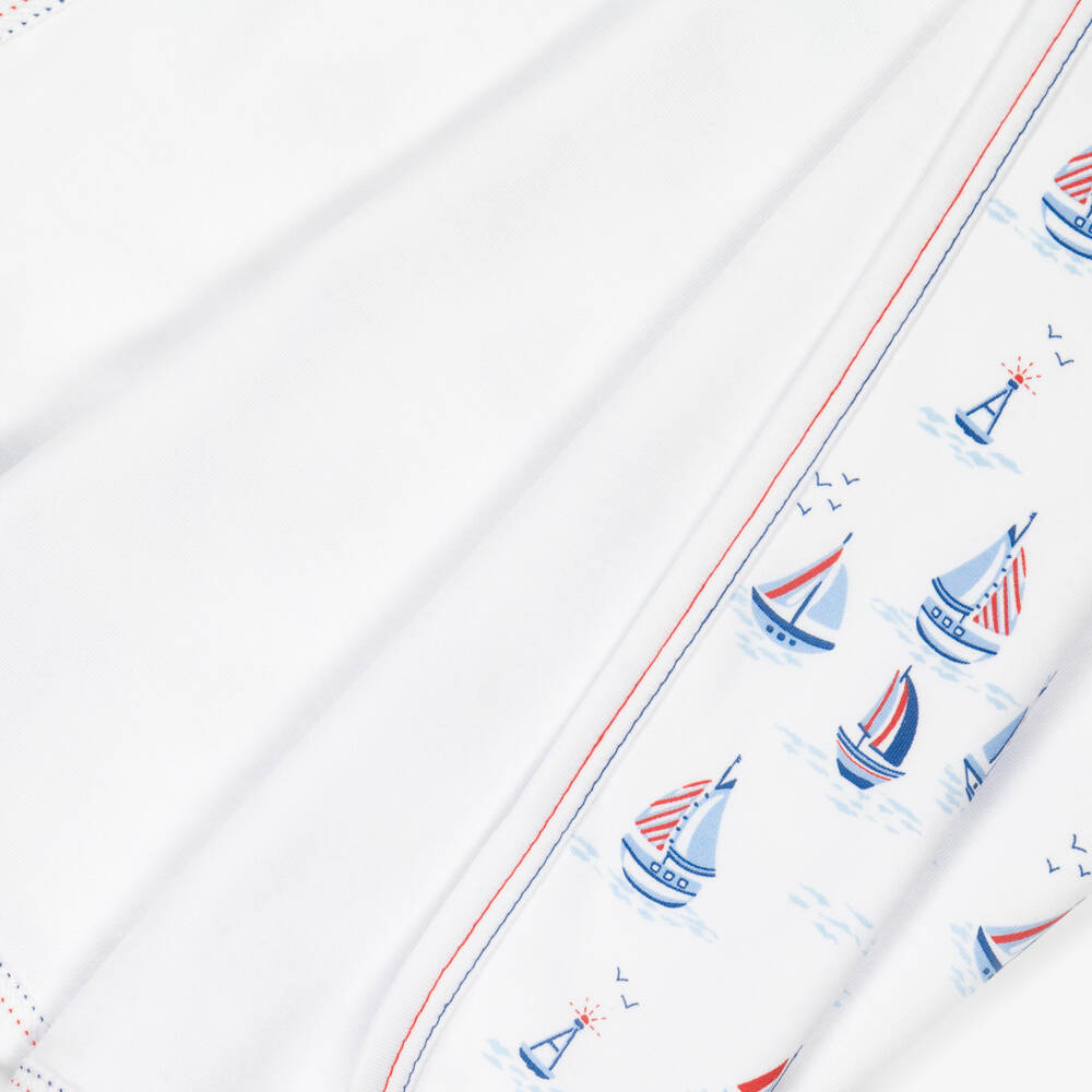 Kissy Kissy-بطانية قطن بيما لون أبيض وأزرق للرضع (74 سم) | Childrensalon