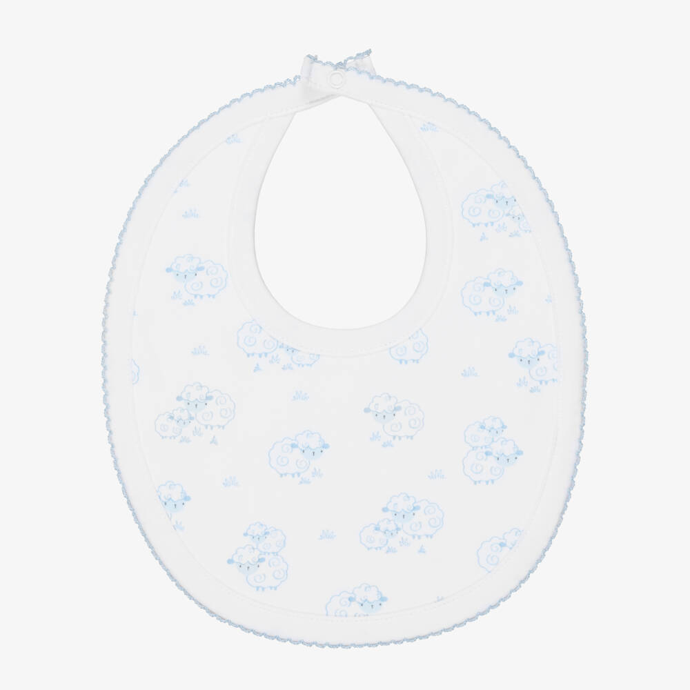 Kissy Kissy-Слюнявчик из хлопка пима белый с голубыми овечками | Childrensalon