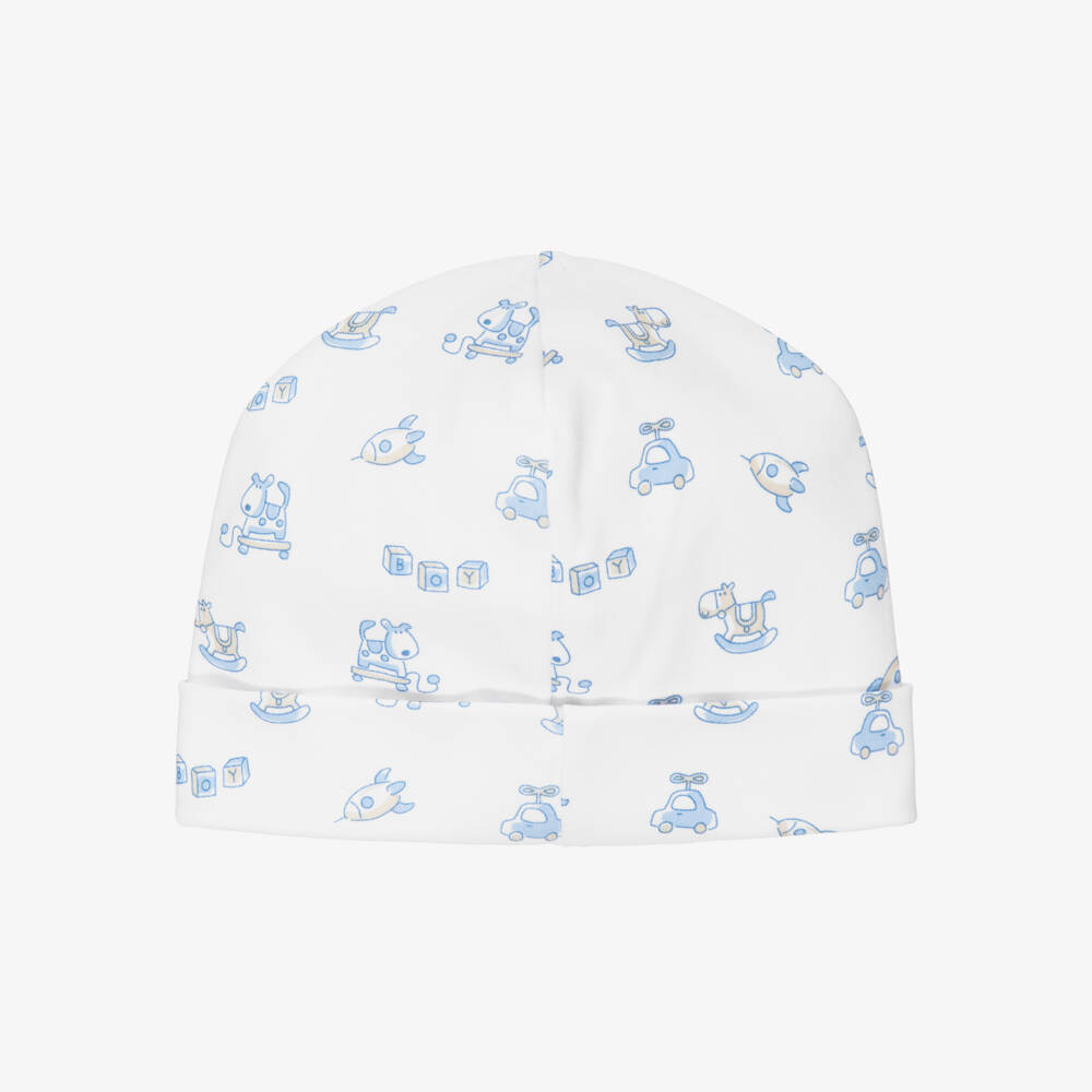 Kissy Kissy-White & Blue Vintage Toy Fun Pima Cotton Hat | Childrensalon