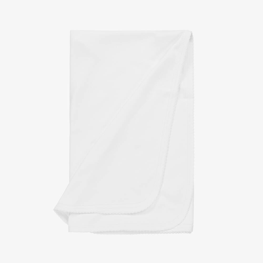 Kissy Kissy-White Cotton Blanket (74cm) | Childrensalon