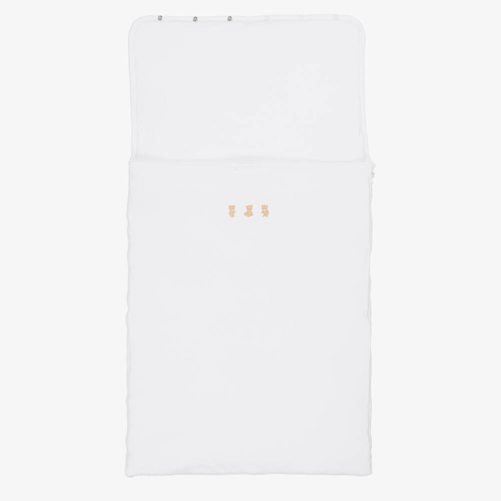 Kissy Kissy-White Cotton Teddy Bear Baby Nest | Childrensalon