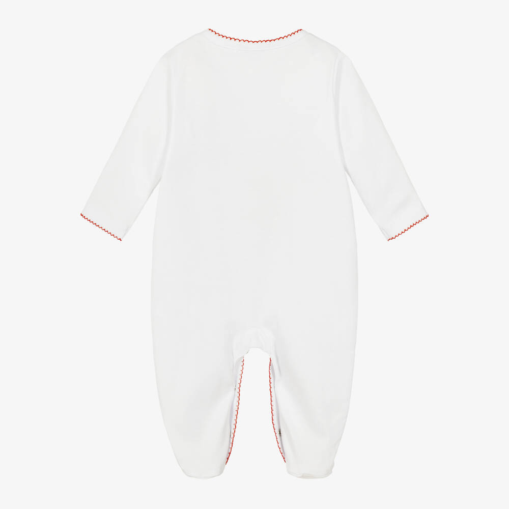 Kissy Kissy-White First Christmas Pima Cotton Babygrow | Childrensalon