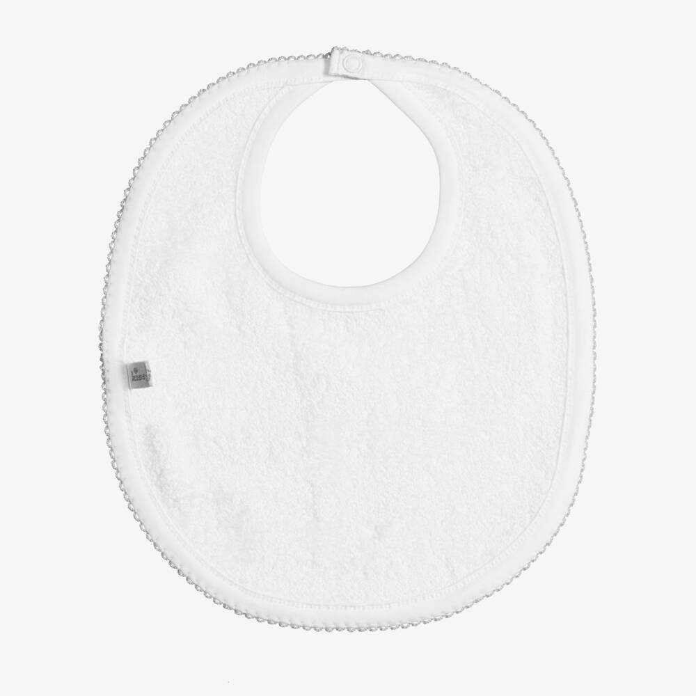 Kissy Kissy-White Gingham Rockers Pima Cotton Bib | Childrensalon