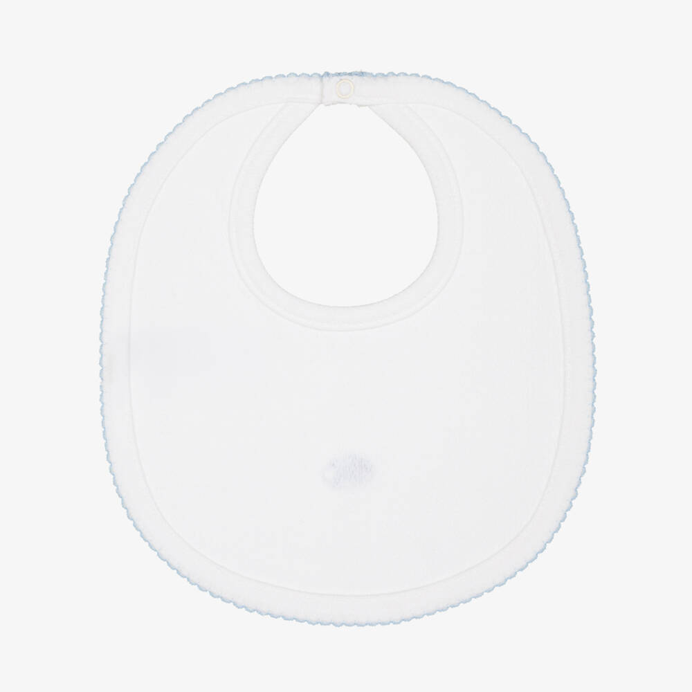 Kissy Kissy-White Goodnight Bears Baby Bib in Pima Cotton | Childrensalon