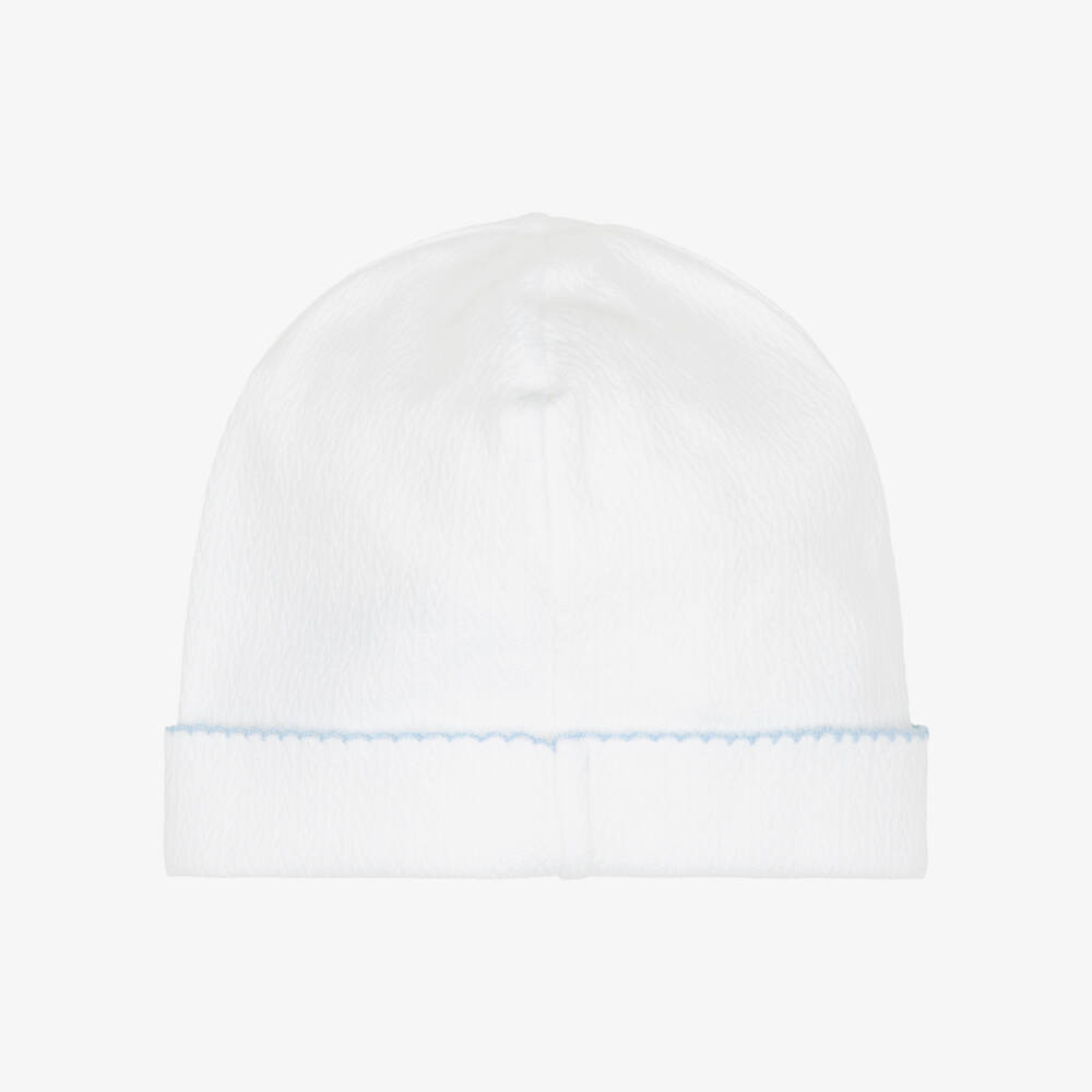 Kissy Kissy-White Goodnight Bears Baby Hat in Pima Cotton | Childrensalon