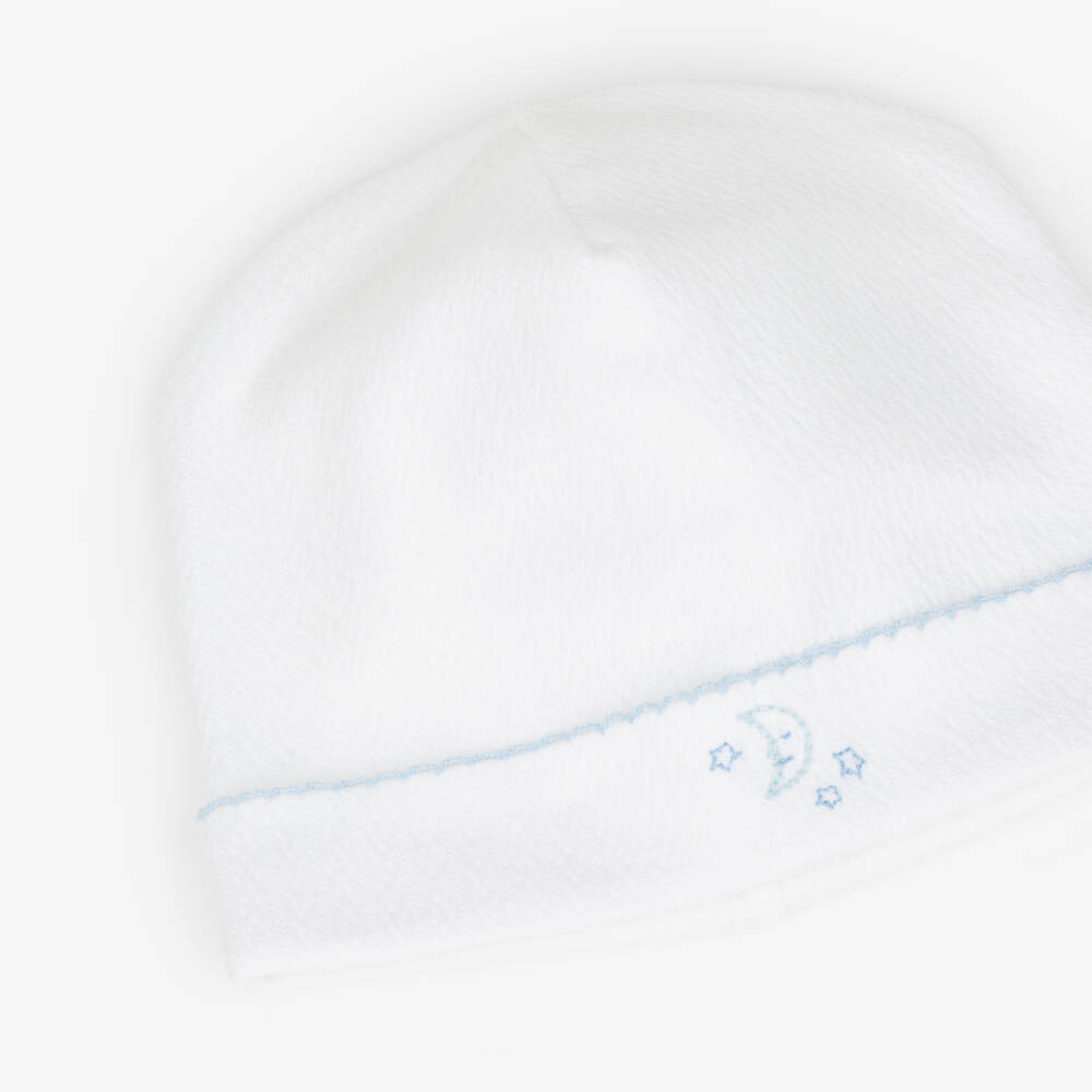 Kissy Kissy-White Goodnight Bears Baby Hat in Pima Cotton | Childrensalon