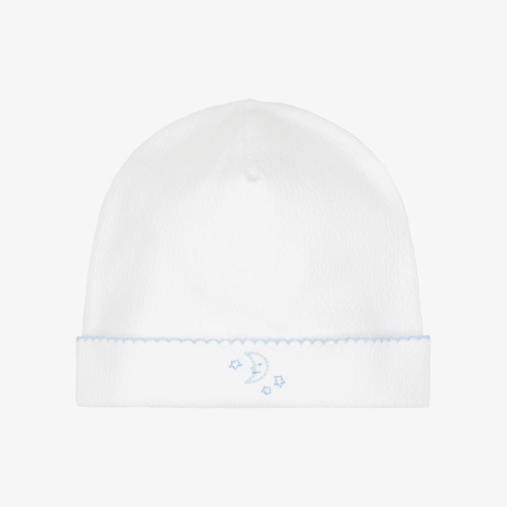 Kissy Kissy-White Goodnight Bears Baby Hat in Pima Cotton | Childrensalon