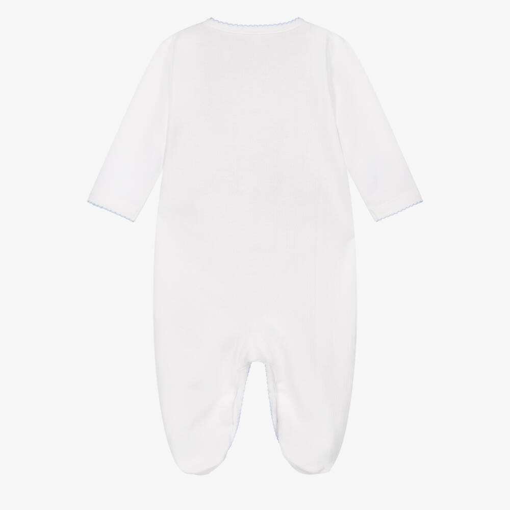 Kissy Kissy-White Goodnight Bears Pima Cotton Babygrow | Childrensalon