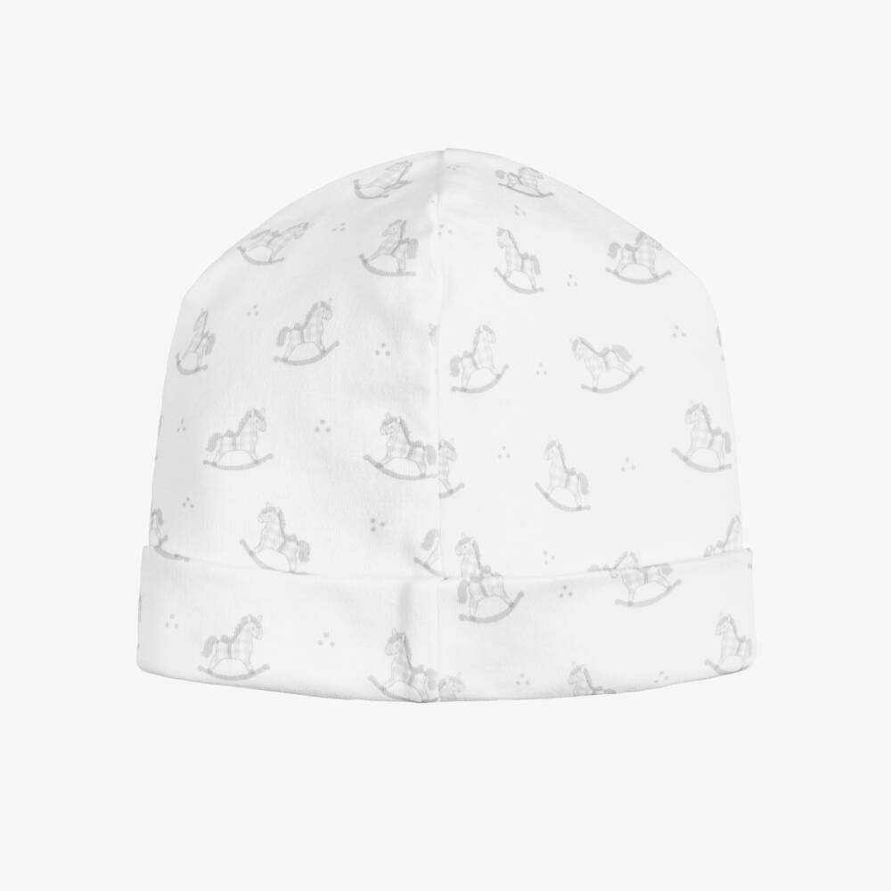Kissy Kissy-White & Grey Gingham Rockers Pima Cotton Baby Hat | Childrensalon