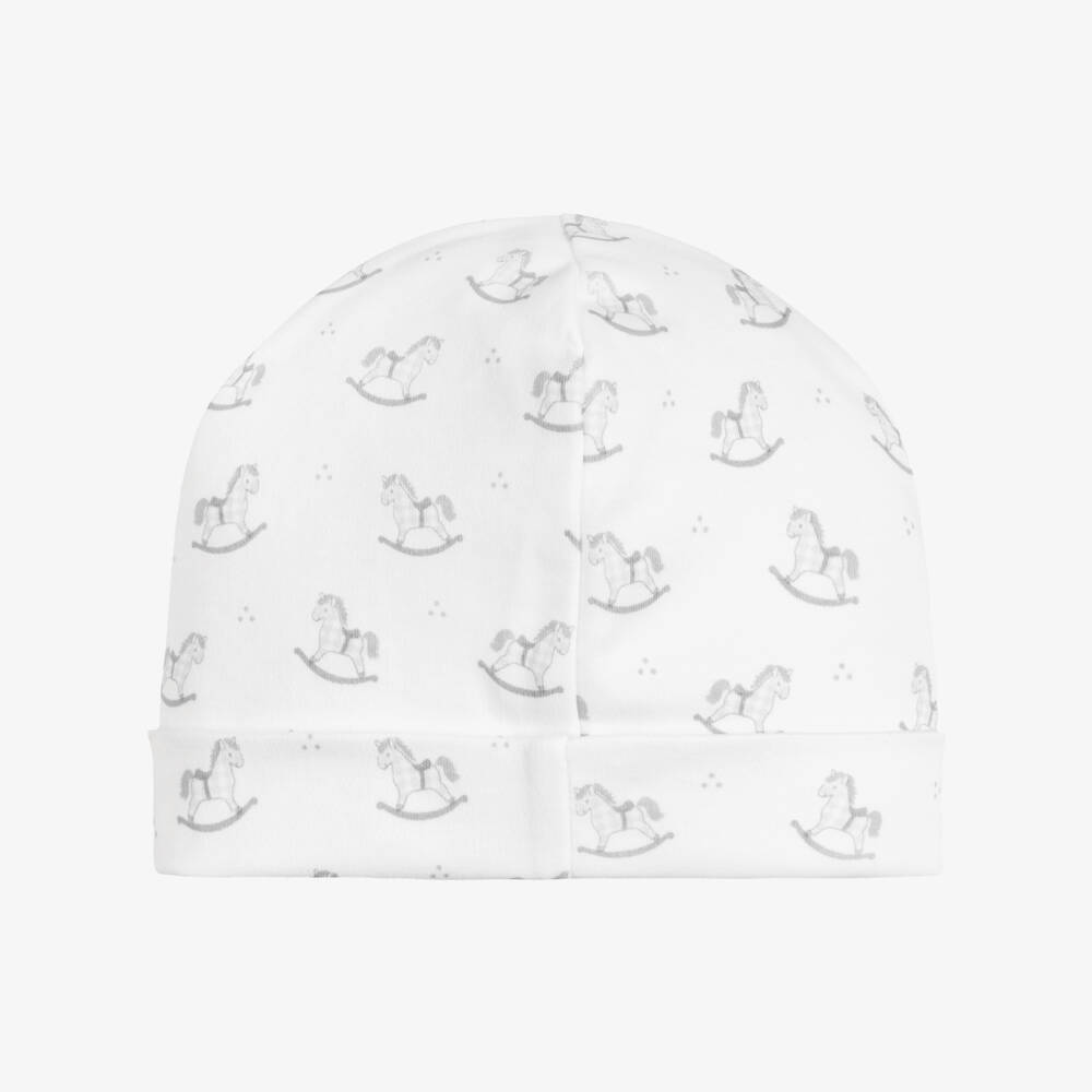 Kissy Kissy-White & Grey Gingham Rockers Pima Cotton Baby Hat | Childrensalon
