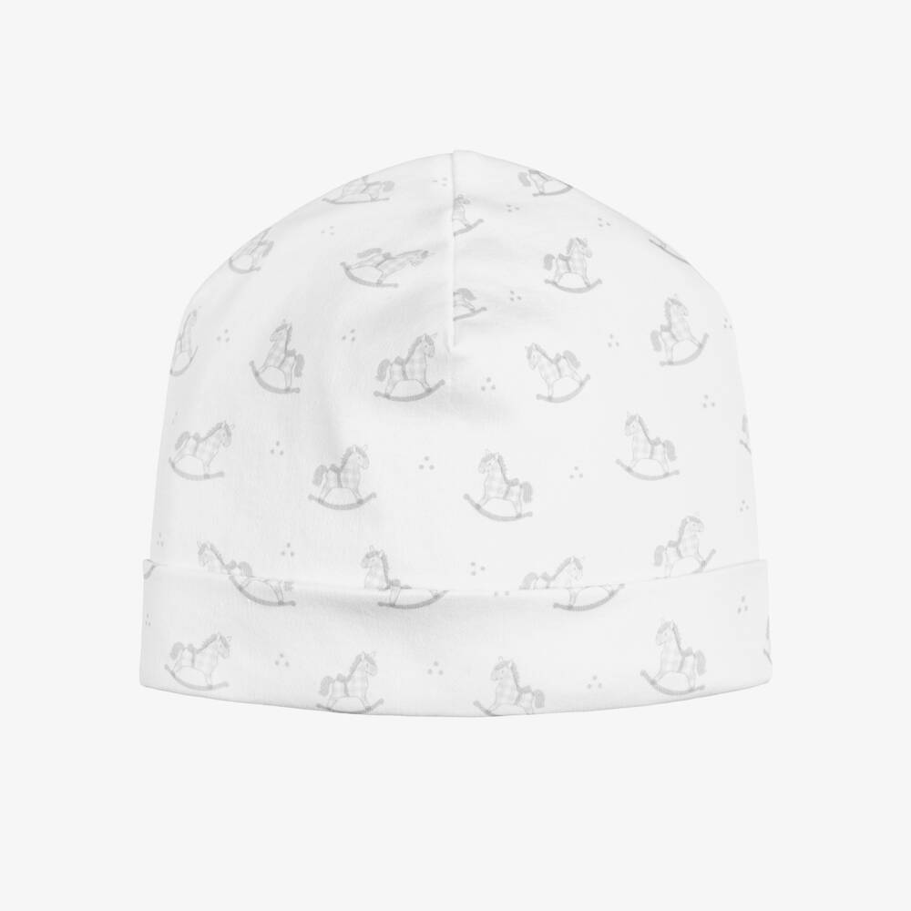 Kissy Kissy-White & Grey Gingham Rockers Pima Cotton Baby Hat | Childrensalon