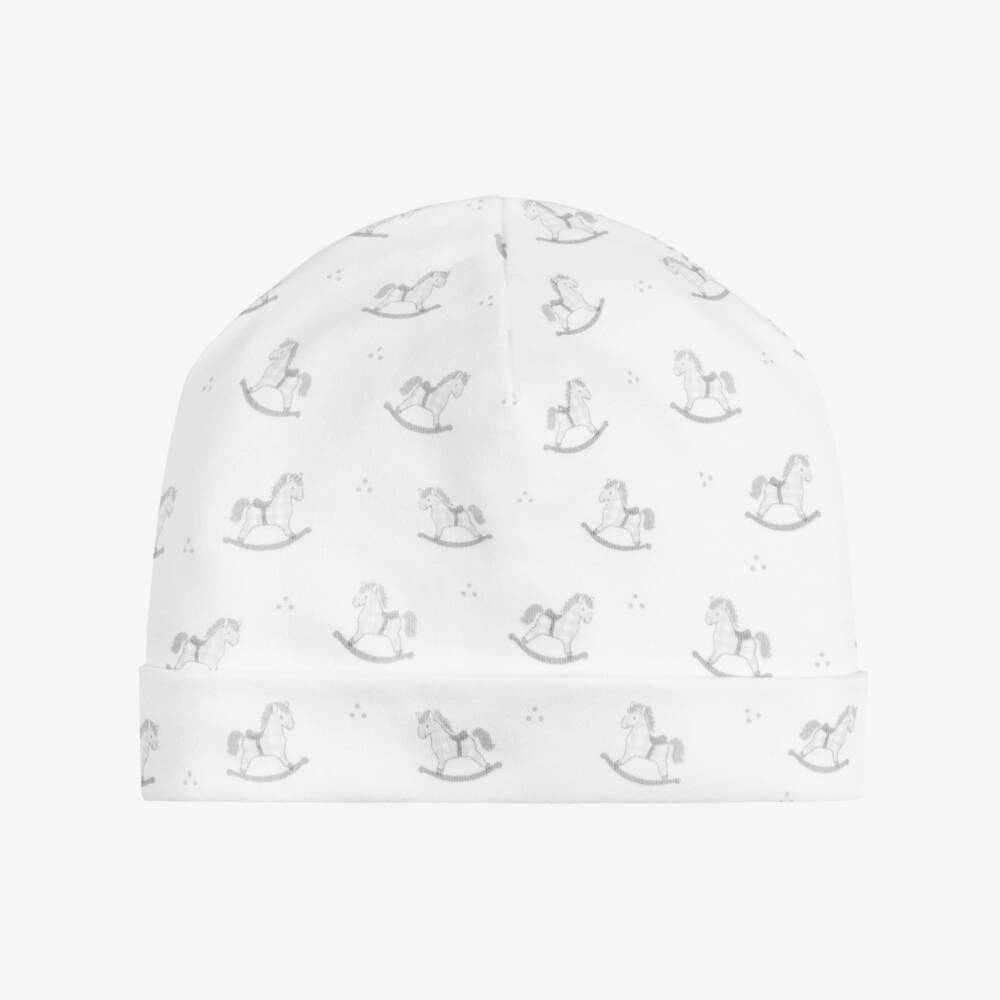 Kissy Kissy-White & Grey Gingham Rockers Pima Cotton Baby Hat | Childrensalon