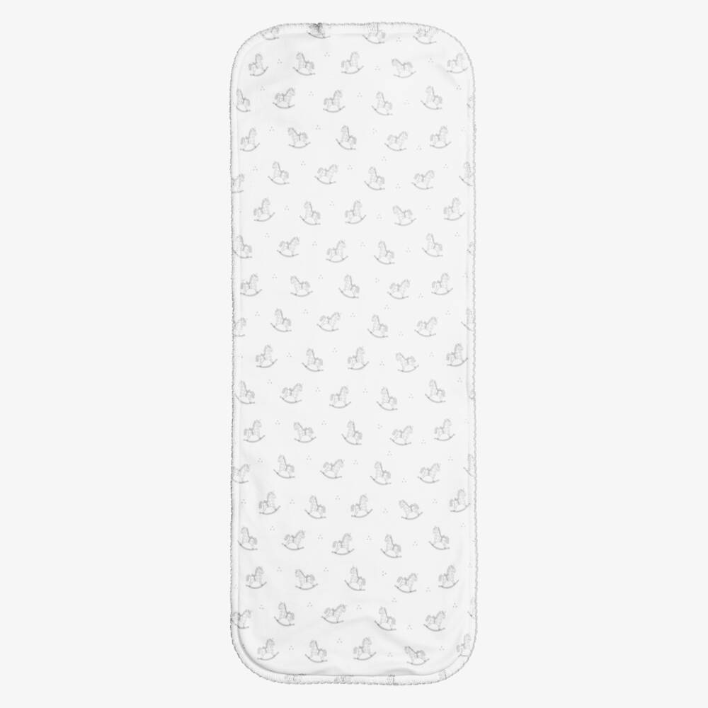Kissy Kissy-White & Grey Gingham Rockers Pima Cotton Burp Cloth (49cm) | Childrensalon