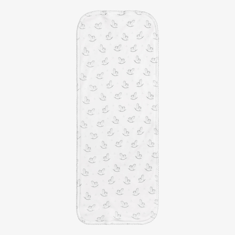Kissy Kissy-White & Grey Gingham Rockers Pima Cotton Burp Cloth (49cm) | Childrensalon