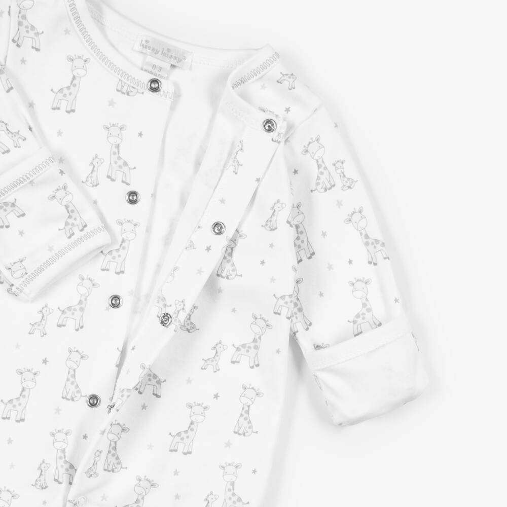 Kissy Kissy-White & Grey Just Giraffes Pima Cotton Babysuit Set | Childrensalon