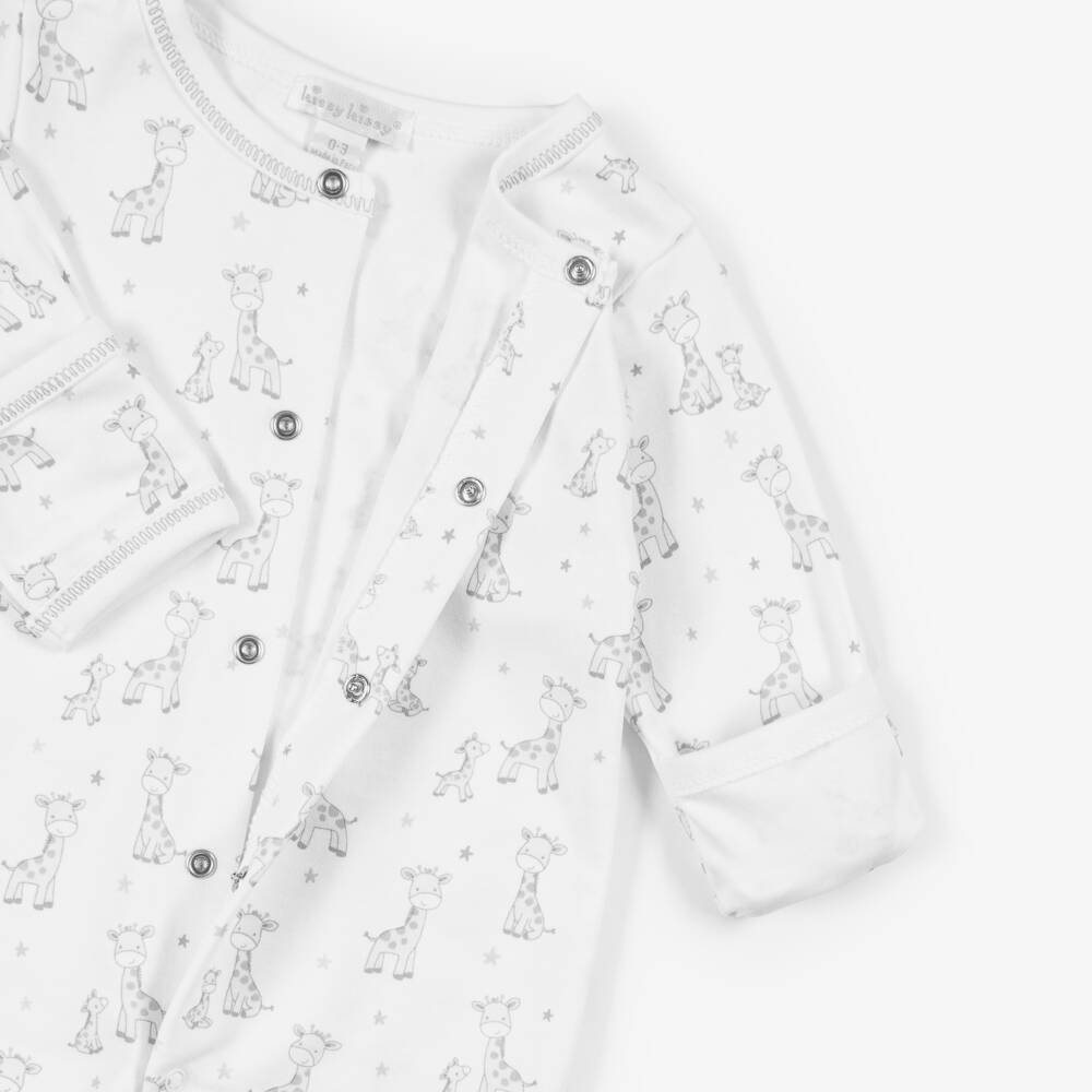 Kissy Kissy-White & Grey Just Giraffes Pima Cotton Babysuit Set | Childrensalon