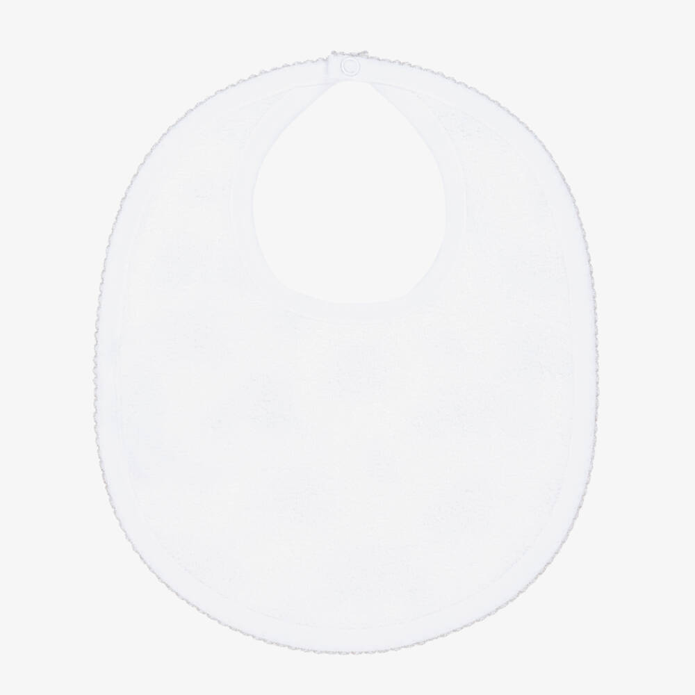 Kissy Kissy-White & Grey Pima Cotton Elephant Esprit Bib | Childrensalon