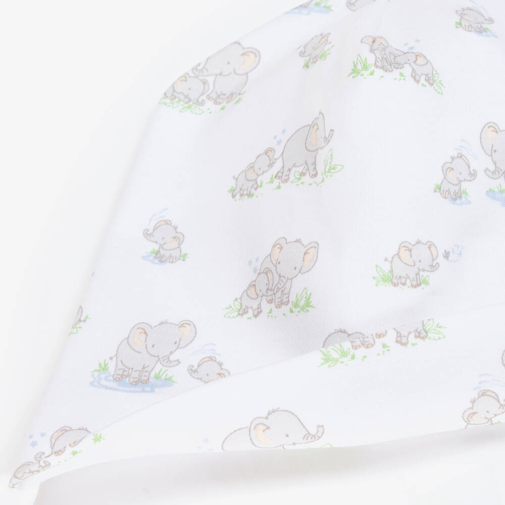 Kissy Kissy-White & Grey Pima Cotton Elephant Esprit Hat | Childrensalon