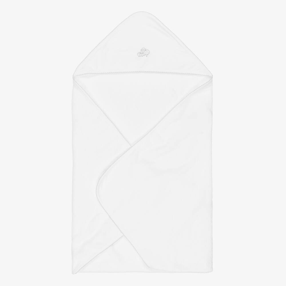 Kissy Kissy-White & Grey Sweet Sheep Hooded Cotton Towel & Mitt Set | Childrensalon