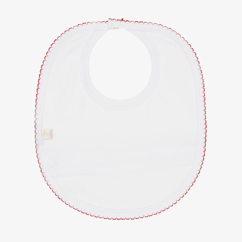 Kissy Kissy-White Hand-Smocked Christmas Bib | Childrensalon