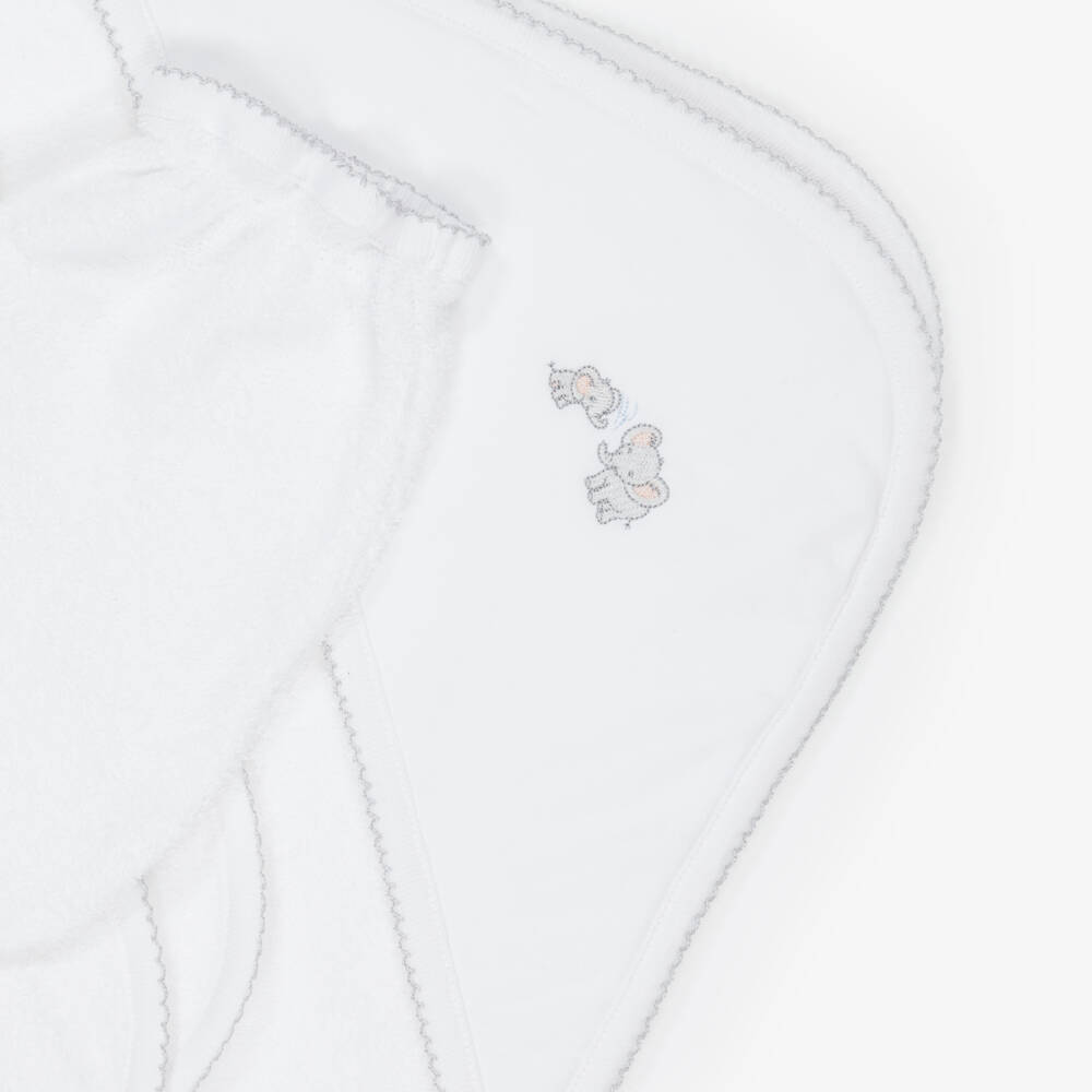 Kissy Kissy-White Hooded Towel & Mitt Set | Childrensalon