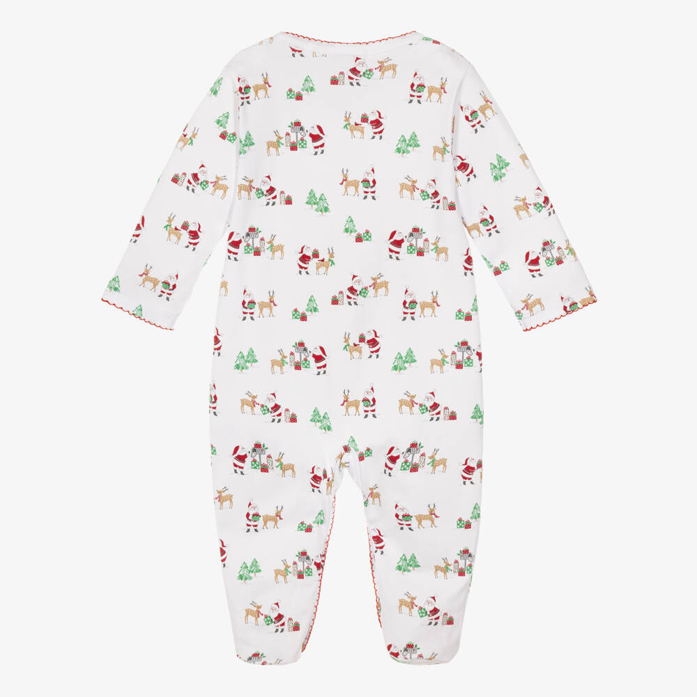 Kissy Kissy-White North Pole Reindeer Pima Cotton Babygrow | Childrensalon