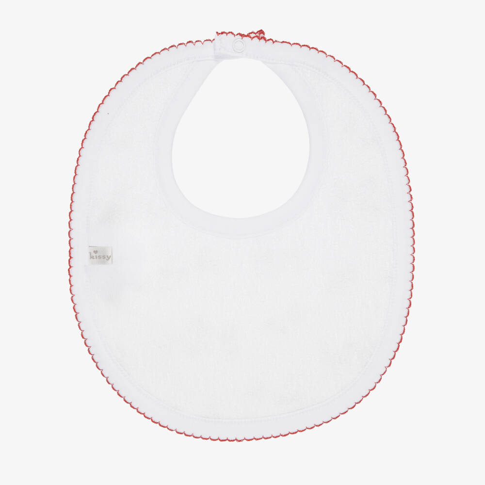 Kissy Kissy-White North Pole Reindeer Pima Cotton Bib | Childrensalon