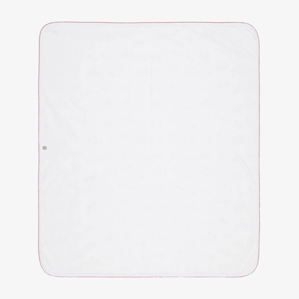 Kissy Kissy-White North Pole Reindeer Pima Cotton Blanket (75cm) | Childrensalon