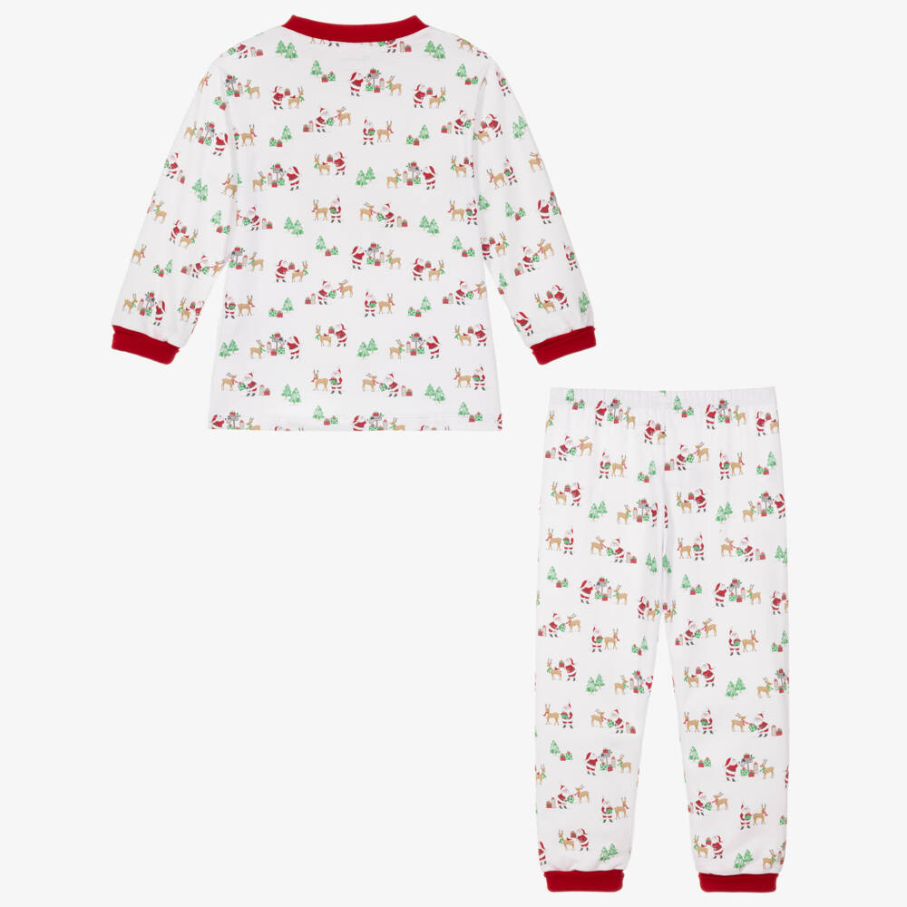 Kissy Kissy-White North Pole Reindeer Pima Cotton Pyjamas | Childrensalon