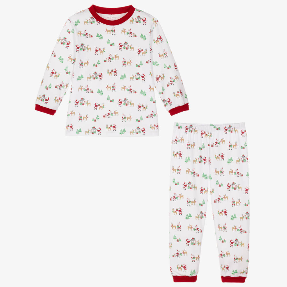 Kissy Kissy-White North Pole Reindeer Pima Cotton Pyjamas | Childrensalon