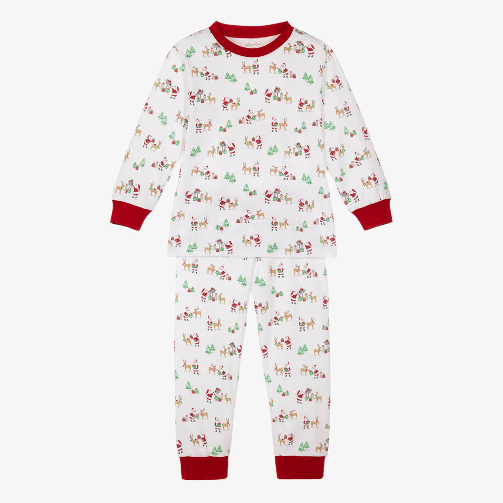 Kissy Kissy-White North Pole Reindeer Pima Cotton Pyjamas | Childrensalon