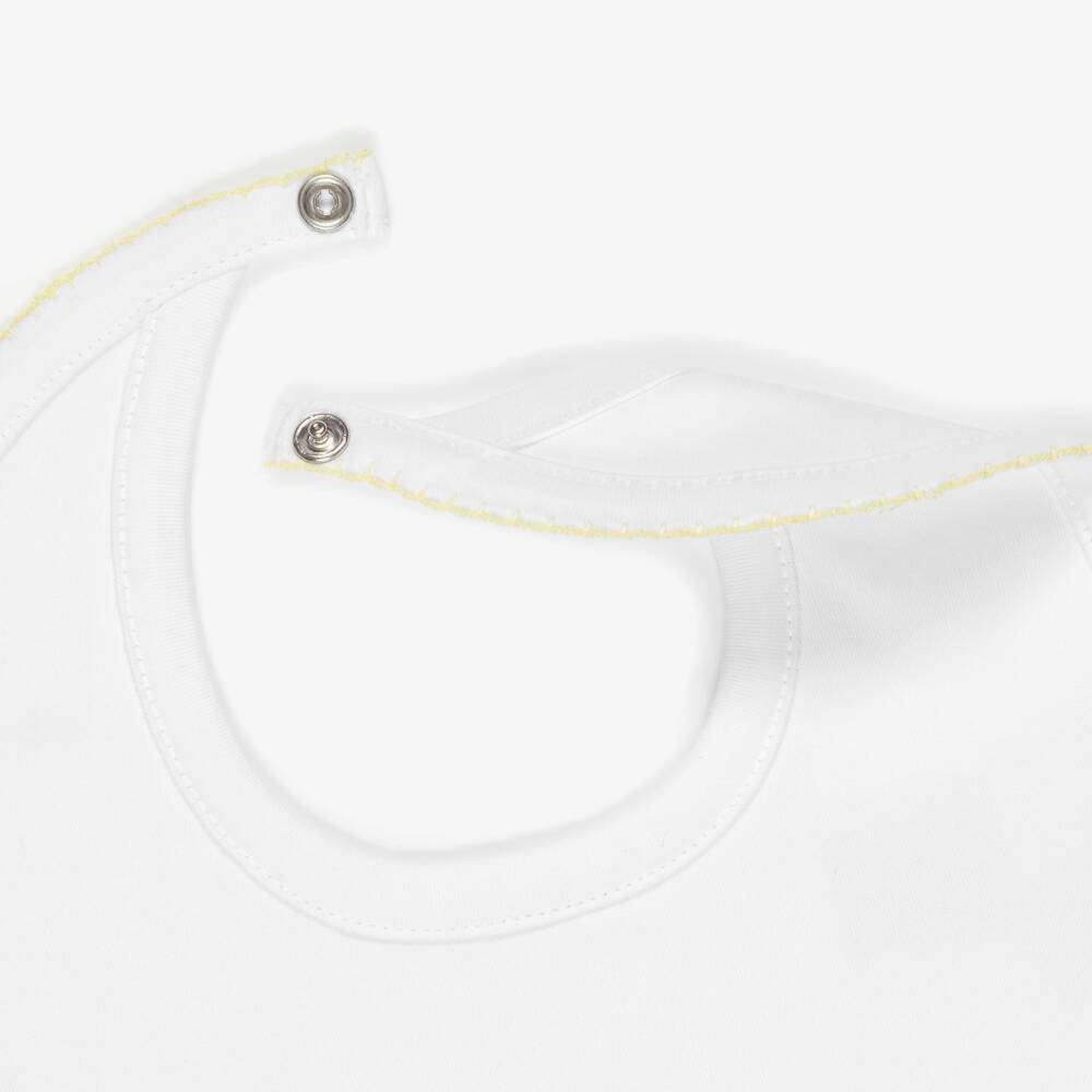 Kissy Kissy-White Pima Cotton Baby Bibs with Hand-Embroidered Duck | Childrensalon