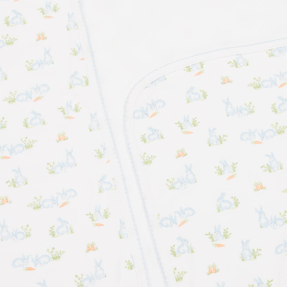 Kissy Kissy-White Pima Cotton Baby Bunny Patch Blanket (73cm) | Childrensalon