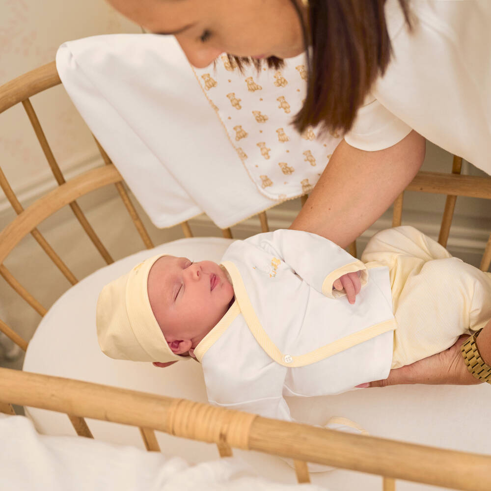 Kissy Kissy-White Pima Cotton Baby Duckling Blanket (73cm) | Childrensalon