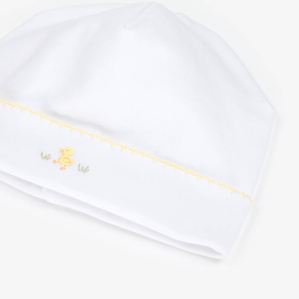 Kissy Kissy-White Pima Cotton Baby Duckling Hat  | Childrensalon