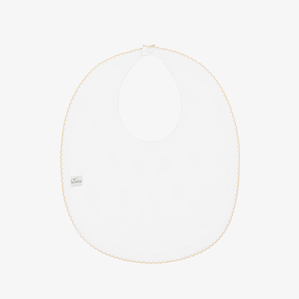 Kissy Kissy-Слюнявчик из белого хлопка Пима с медвежонком | Childrensalon