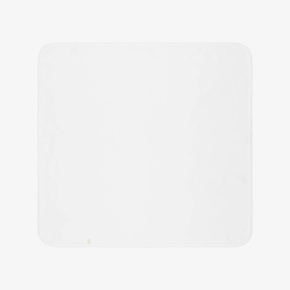 Kissy Kissy-بطانية قطن بيما بتطريز خروف لون أبيض (76 سم) | Childrensalon