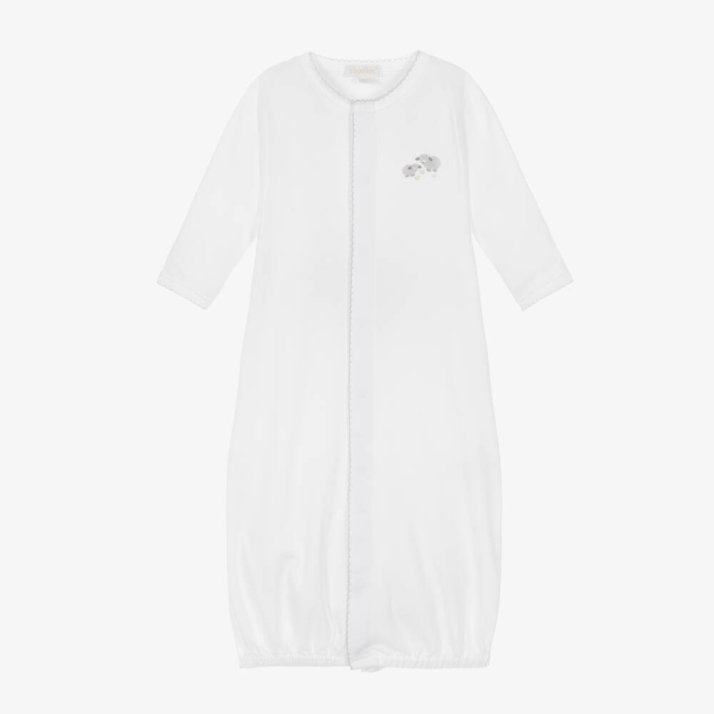 Kissy Kissy-White Pima Cotton Converter Gown with Embroidered Sheep | Childrensalon