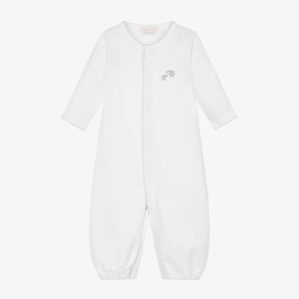Kissy Kissy-White Pima Cotton Converter Gown with Embroidered Sheep | Childrensalon